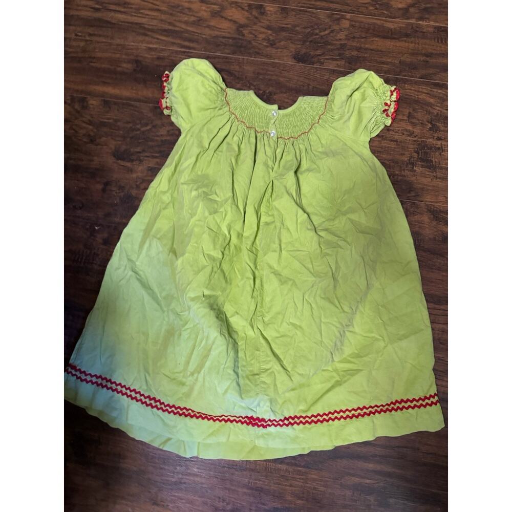 Southern Tots Green Smocked Santa Christmas Dress Sz:6 - Picture 7 of 7